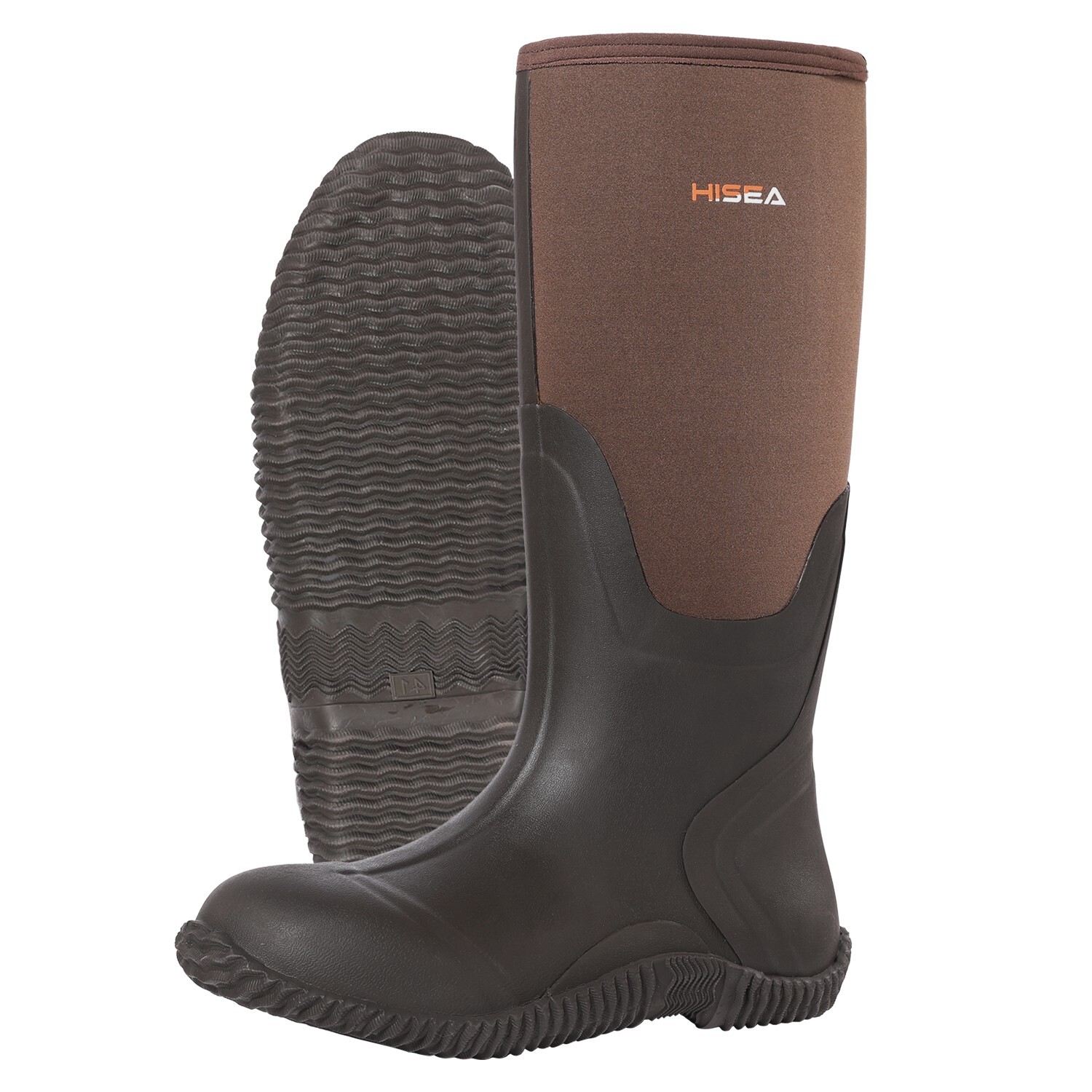 Hisea Brown and Black AquaX Men’s Rain Boots, Outdoor Casual Boots (US Size 11)