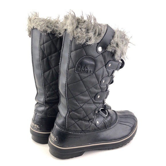 Sorel Tofino Waterproof Winter Boots Womens Size 9 EUR 41.1/3 Black Waxed Canvas