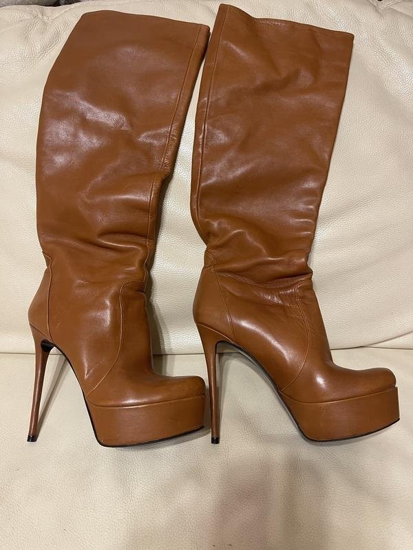 Women Luciano Carvari Boots Brown Leather 40