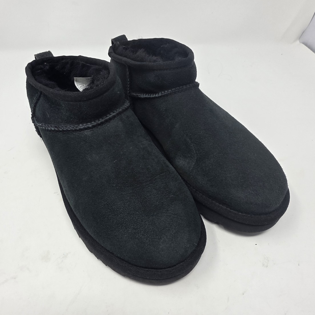 UGG Classic Ultra Mini Black Suede Ankle Bootie Unisex Kids US 7 EU 38