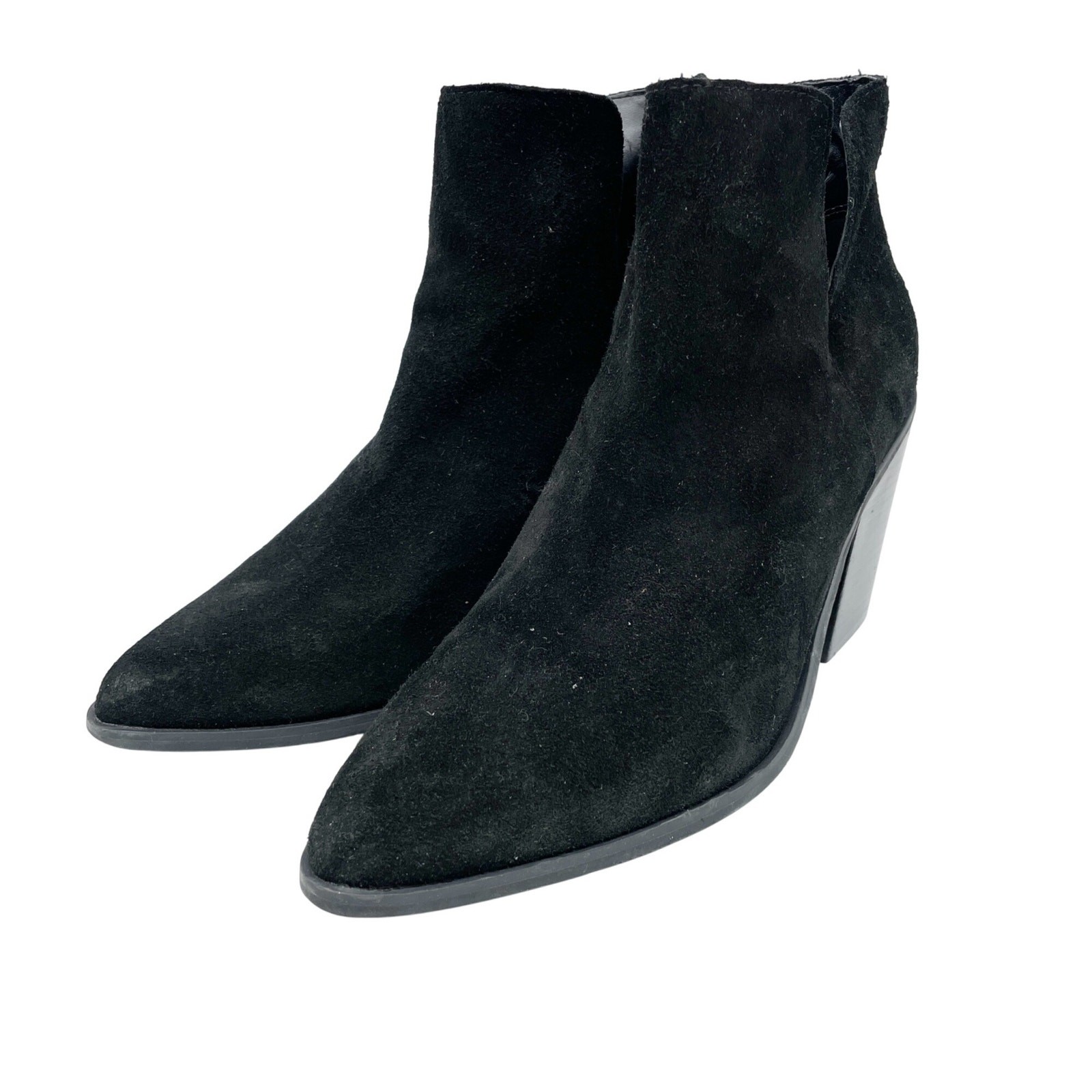 Lisa Vicky Women’s Black Suede Ankle Block Heel Booties Size 10M