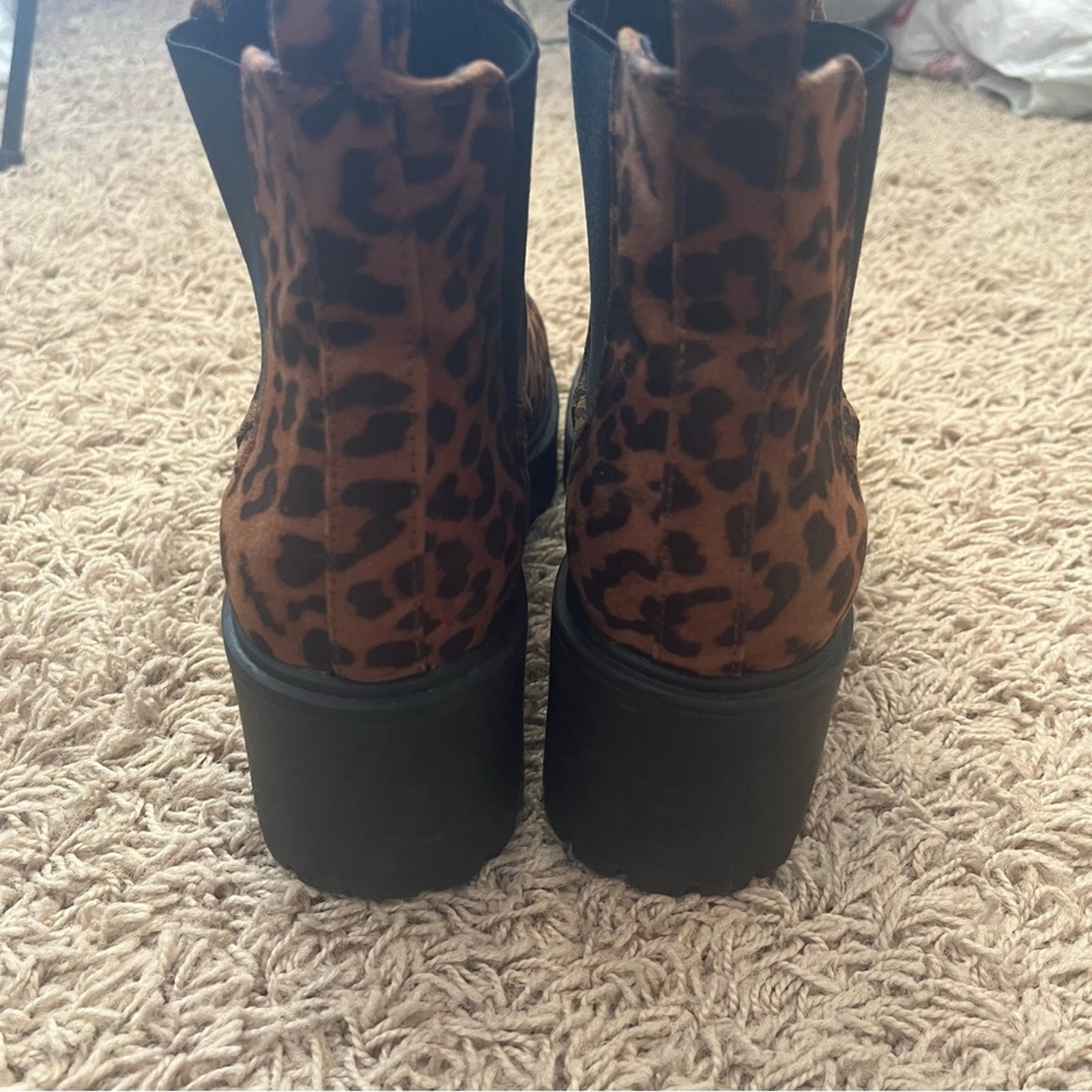 New Look Cheetah Print Ankle Block Heal Boot Size 5 / 38
