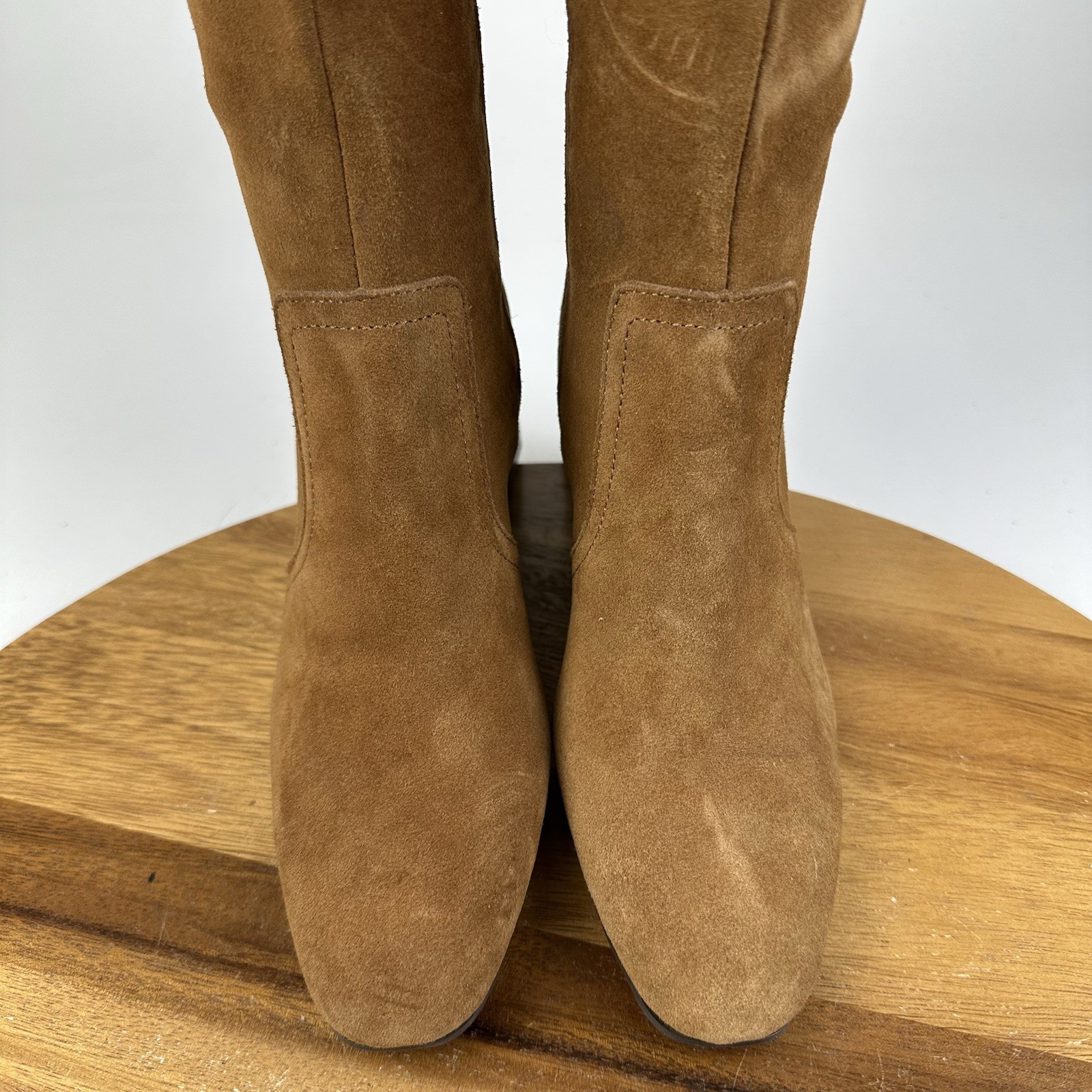 New Womens Blondo Tessa Waterproof Brown Suede Tall Block Heel Boots Size 6 M