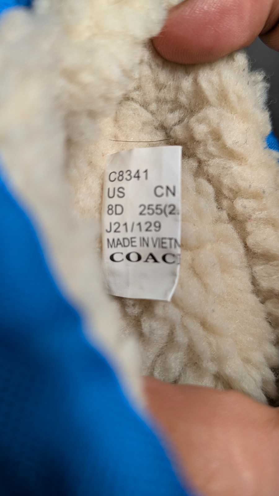 Coach Puffer Snow Boots Womens 8D Blue Signature C Logo Fleece Lined C7739