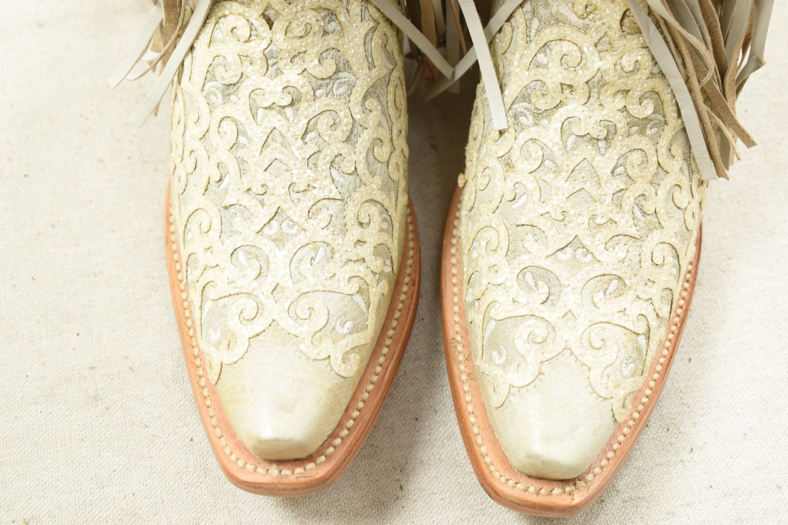 Corral White Glitter Overlay & Fringes T0149 T Teen Size 5 Western Boots Cowgirl