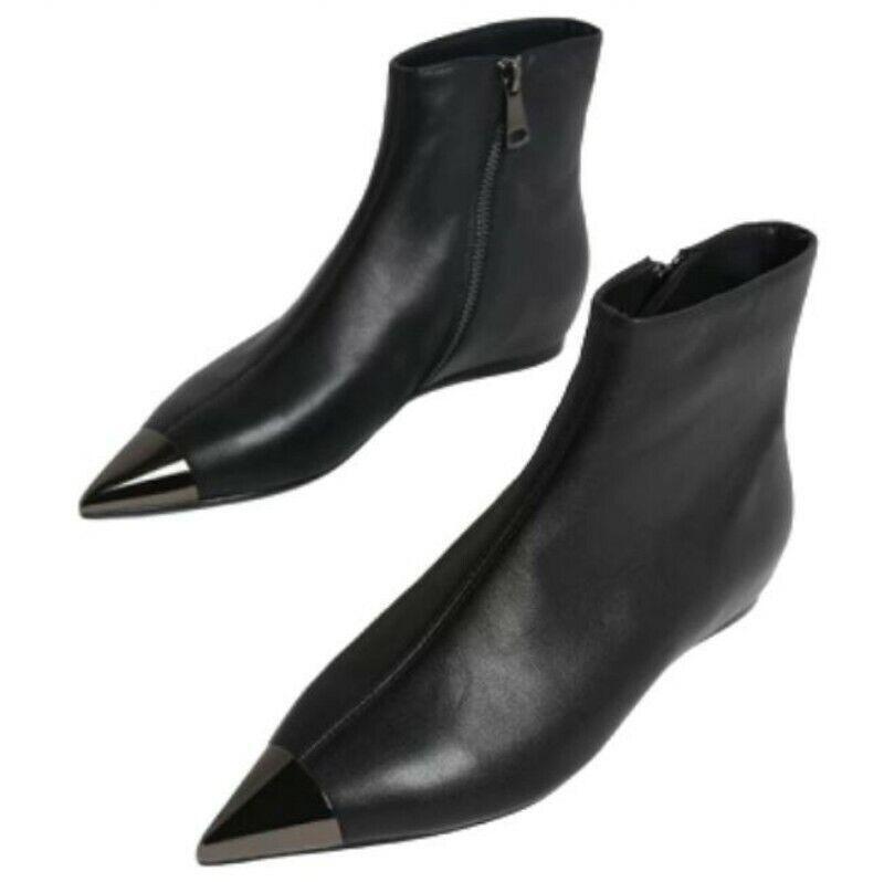 Women’s Formal Pointy Toe Comfort Stretchy Flats Side Zip Office OL Ankle Boots