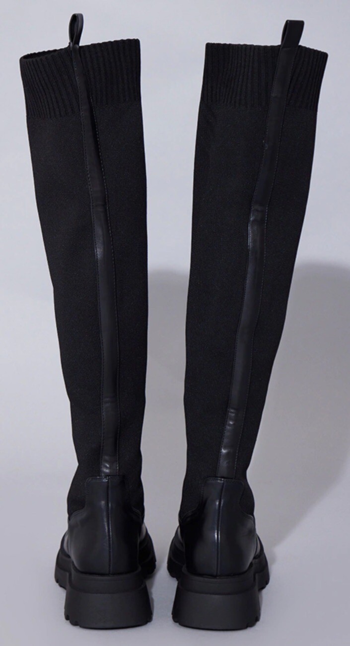 Women Over The Knee Platform Boots Ladies Stretch Knitted Long Socks Size 6.5
