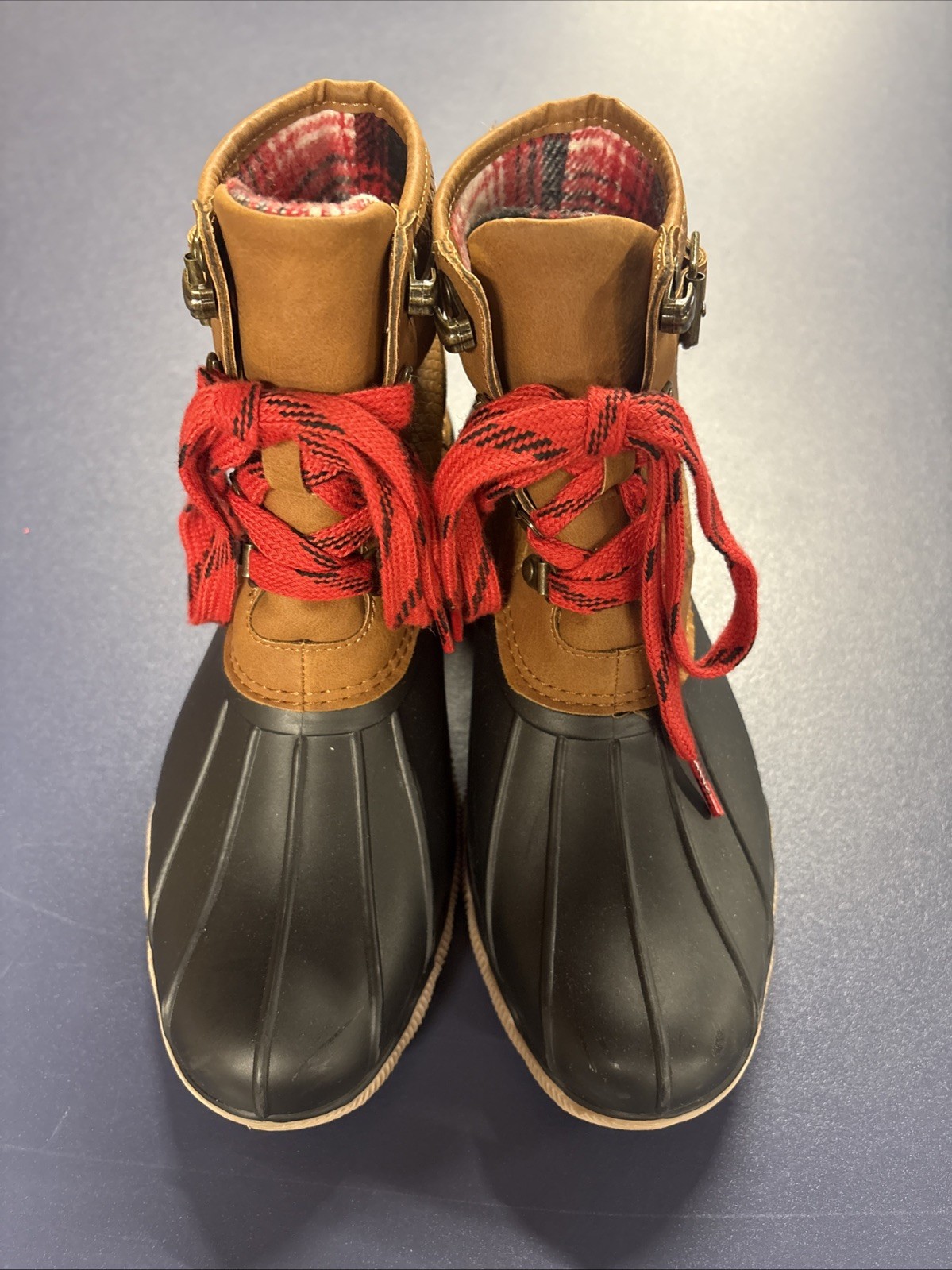 Maurices Jade Women’s Duck Boots Brown Lace Up Buckle Size 8M Used Great Cond
