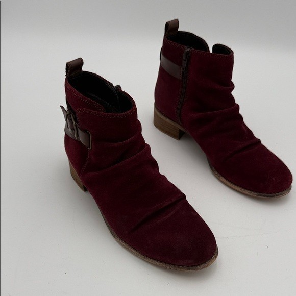 Diba true Women’s Burgundy Ankle combat Boots women 8 leather suede casual Y2K