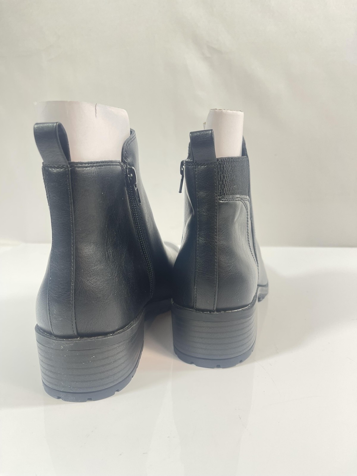 Style & Co Boots Womens Size 7.5 Black Gracieep Faux Leather Ankle Zip Booties