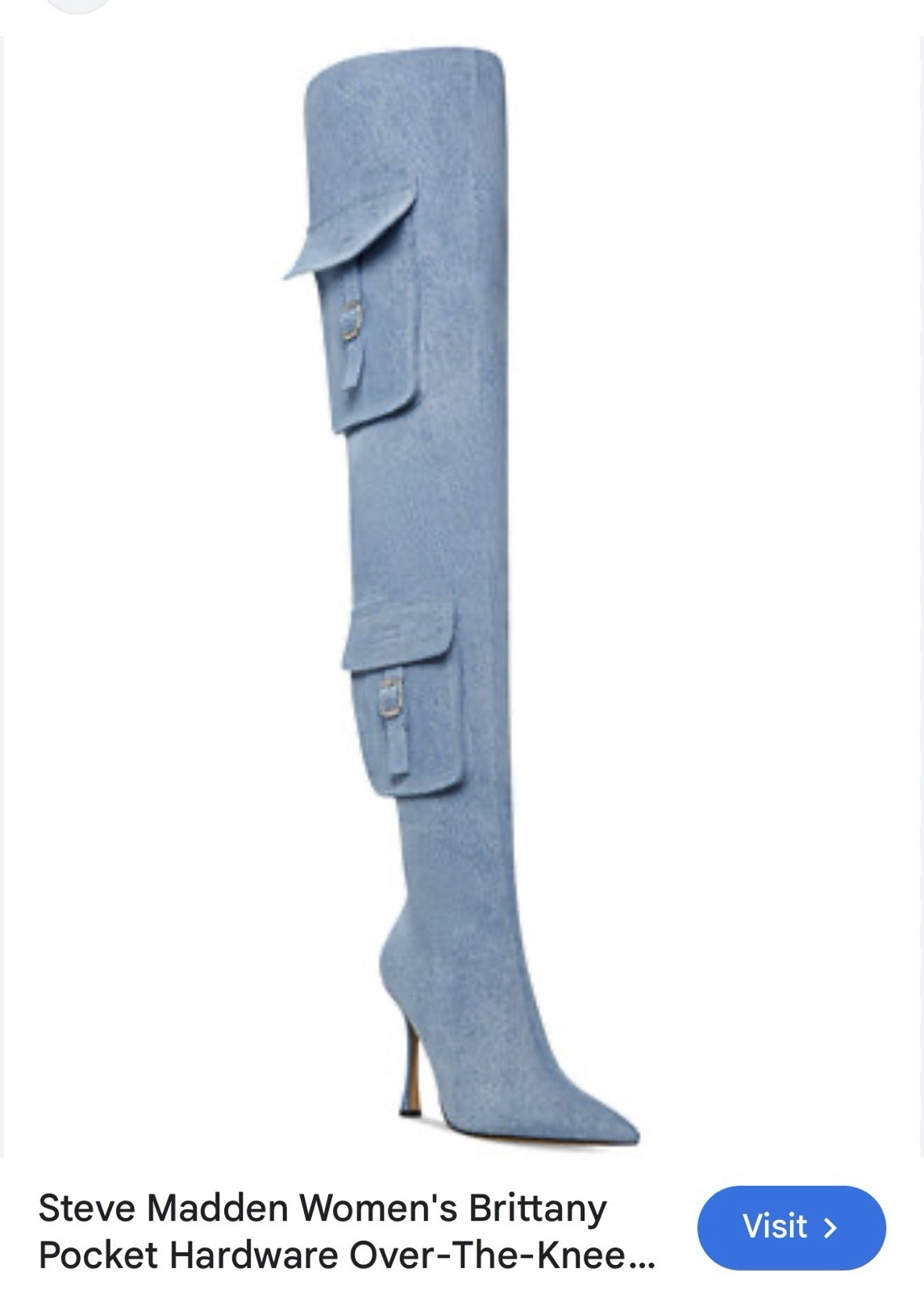 Steve Madden Women’s Size 6.5 M Blue Denim Brittany Thigh High Heeled Boots