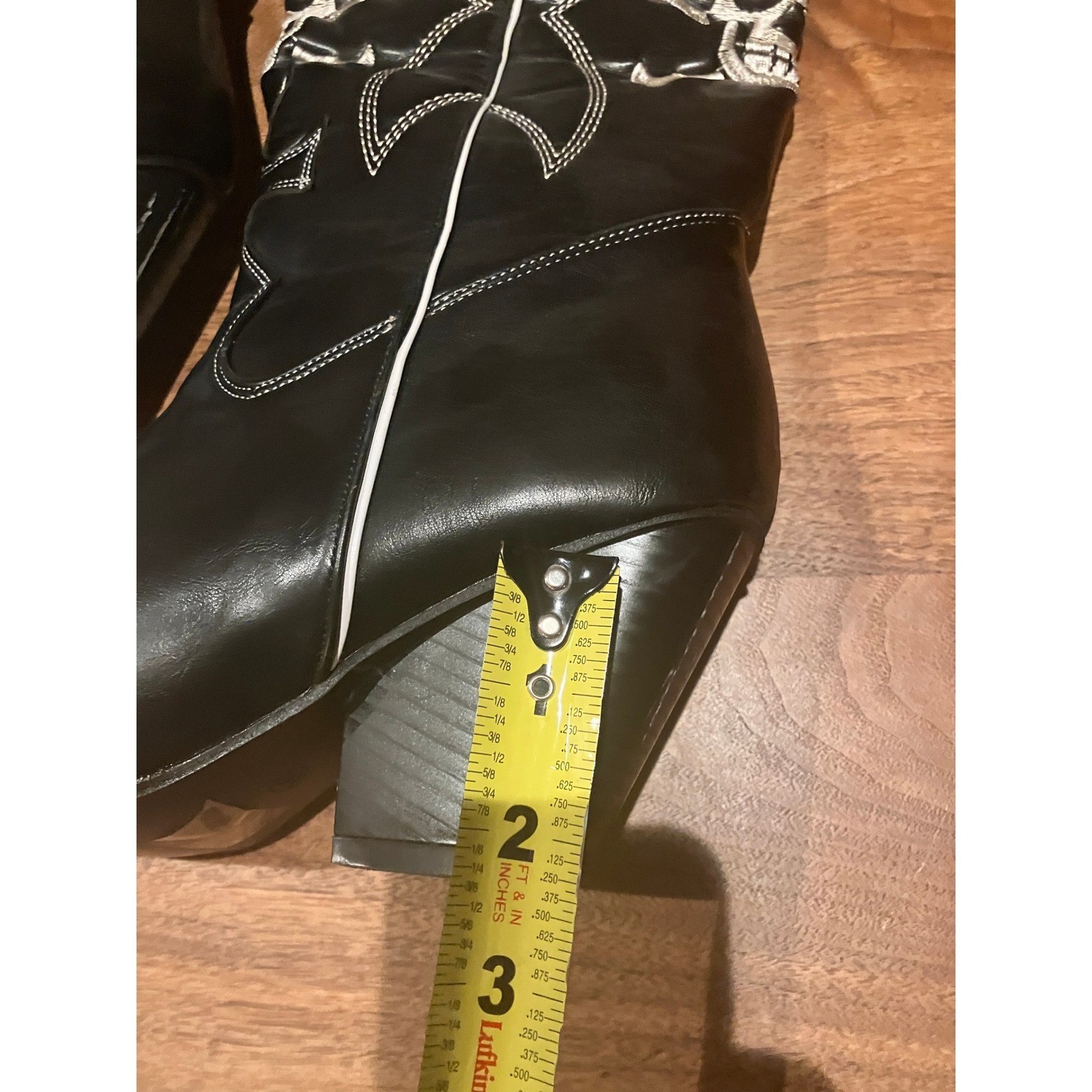 Dolls Kill Pink Kiss Womens 10 Black Skull Embroidery Western Boots Pointed Heel