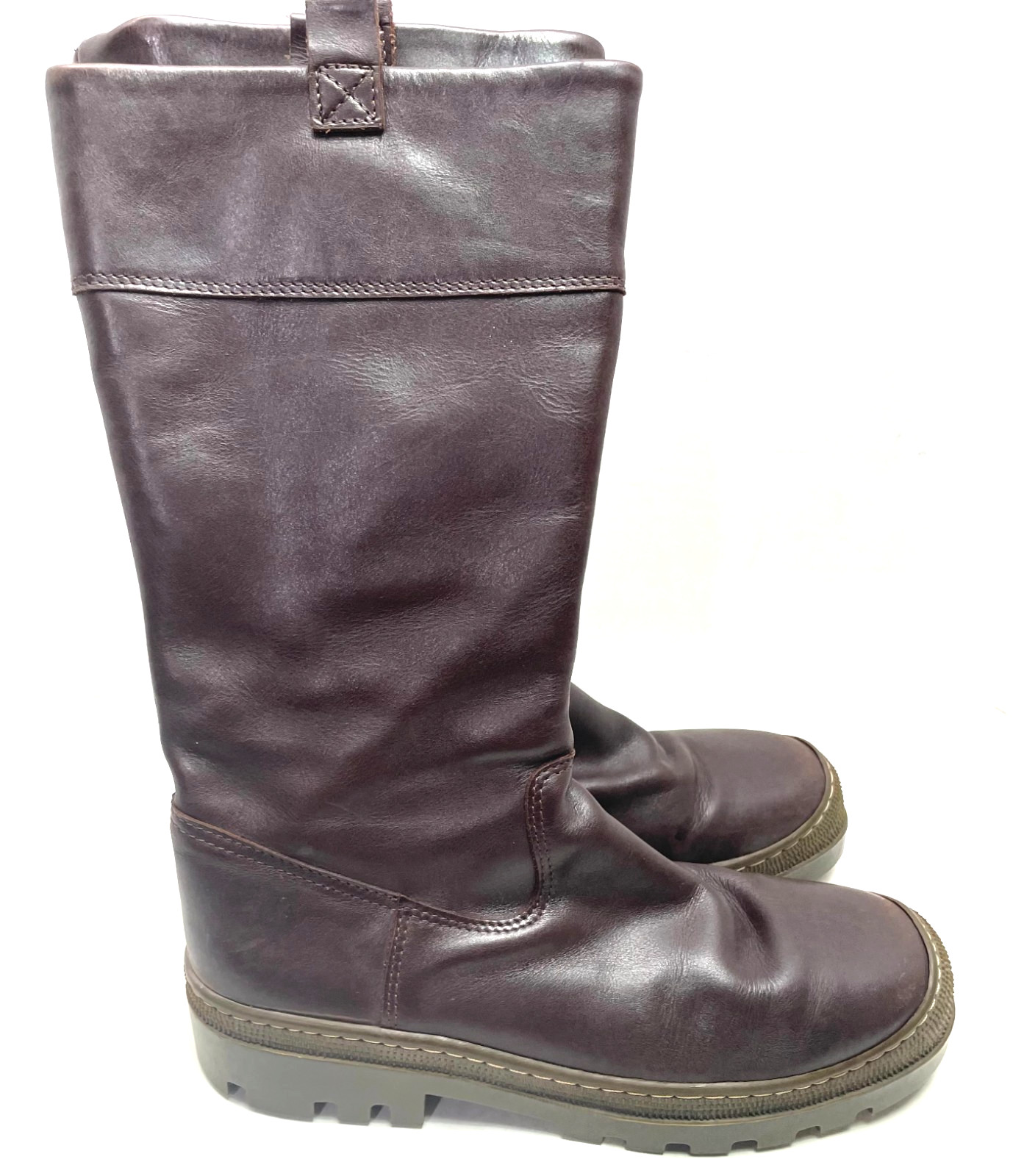 Giraudon Sport New York Brown Leather Thick Sole Boots Sz 38 (7.5) Mid Calf