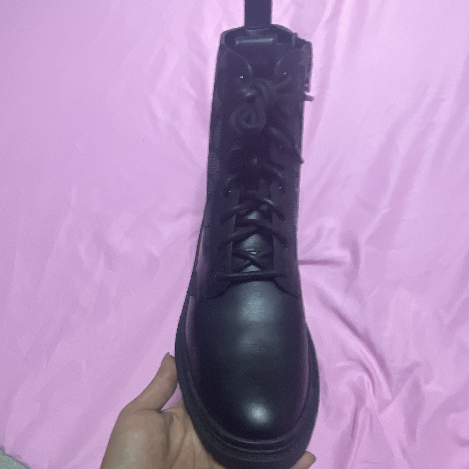 Coach CHRL Sig Boot Women’s Black Signature Canvas/Leather Lace-Up Zip 10 D NIB