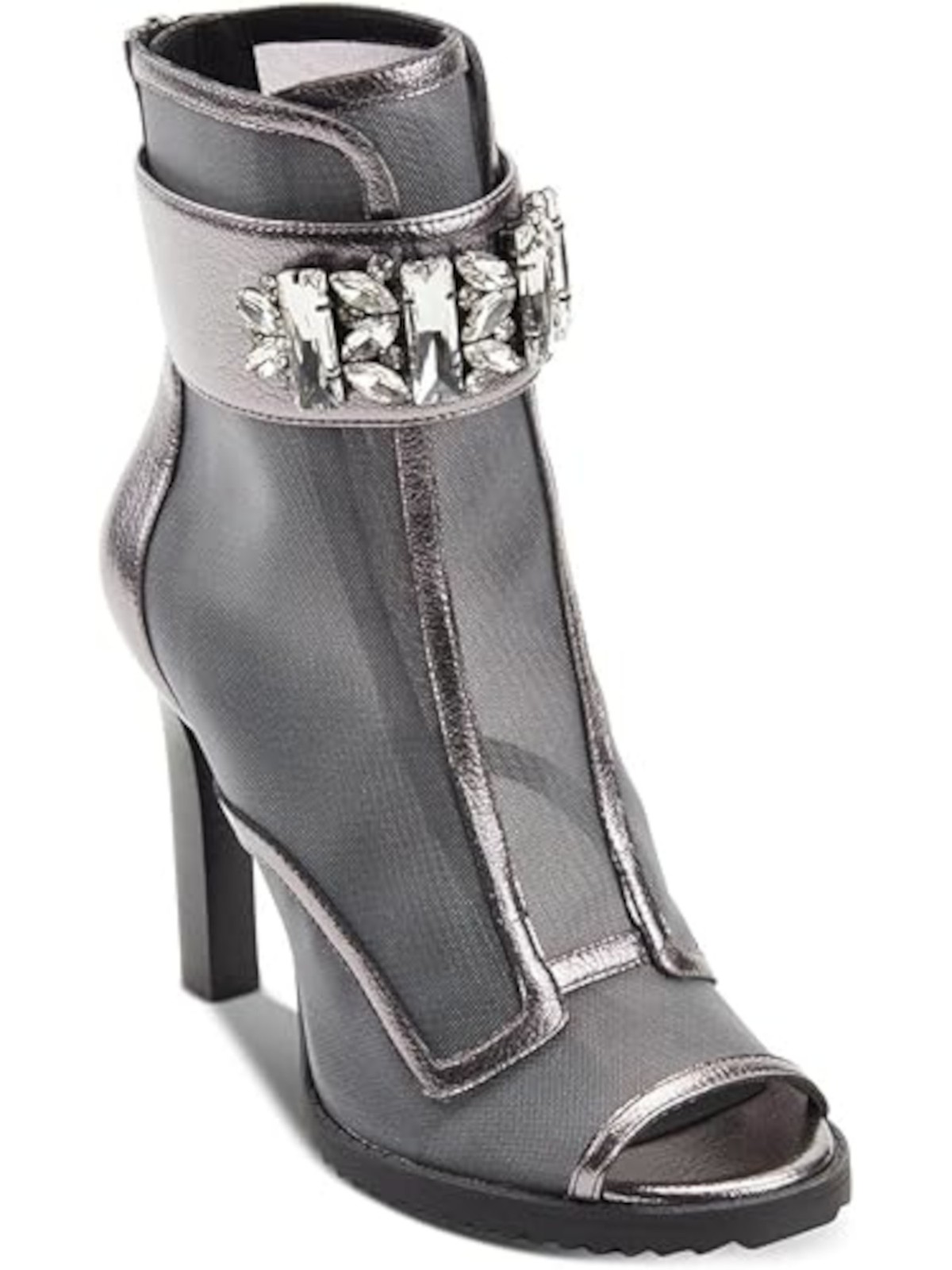 KARL LAGERFELD PARIS Womens Silver Gem Blayze Toe Stiletto Booties 5 M