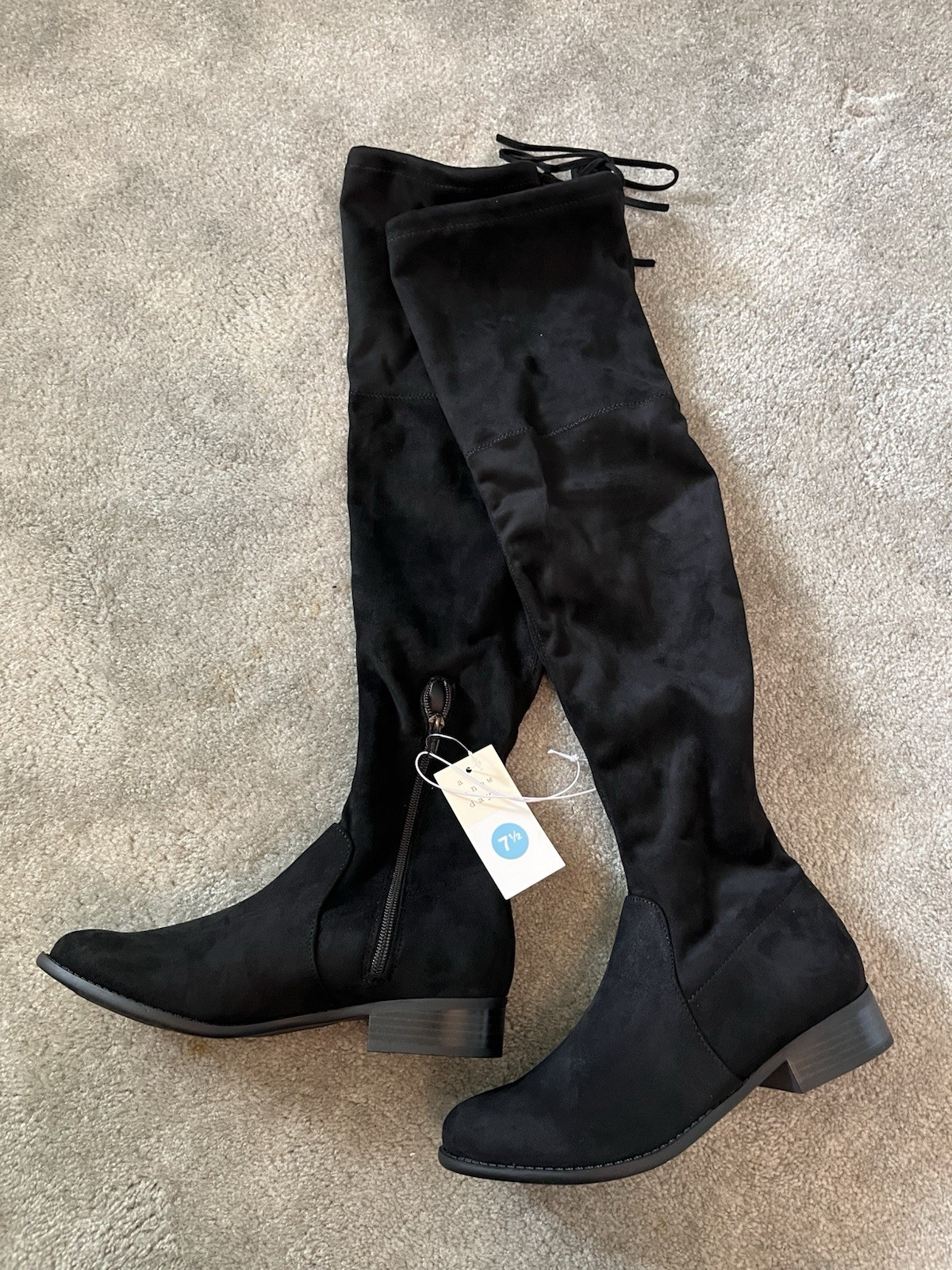 New Day Boots Women’s Over The Knee Boot Sidney Faux Microsuede Shoes Black 7.5