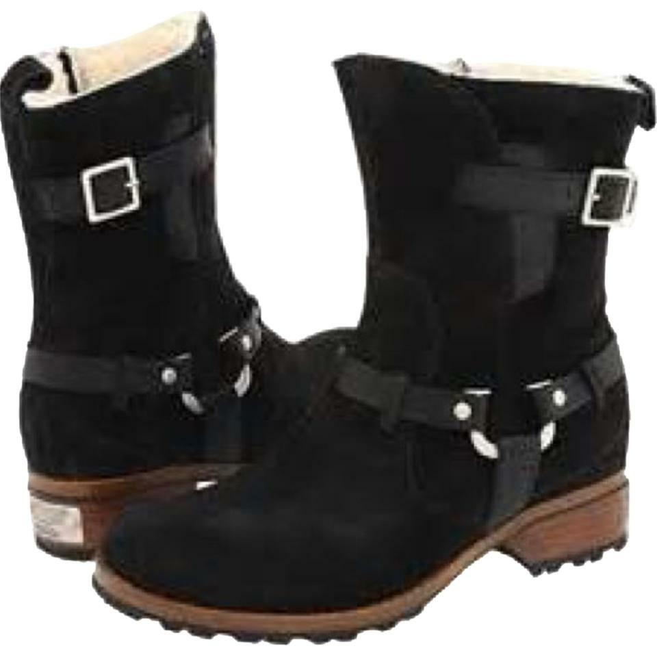 5604 UGG Australia ENDELL Black Waterproof Logo Biker Boots US 5 I LOVE SHOES