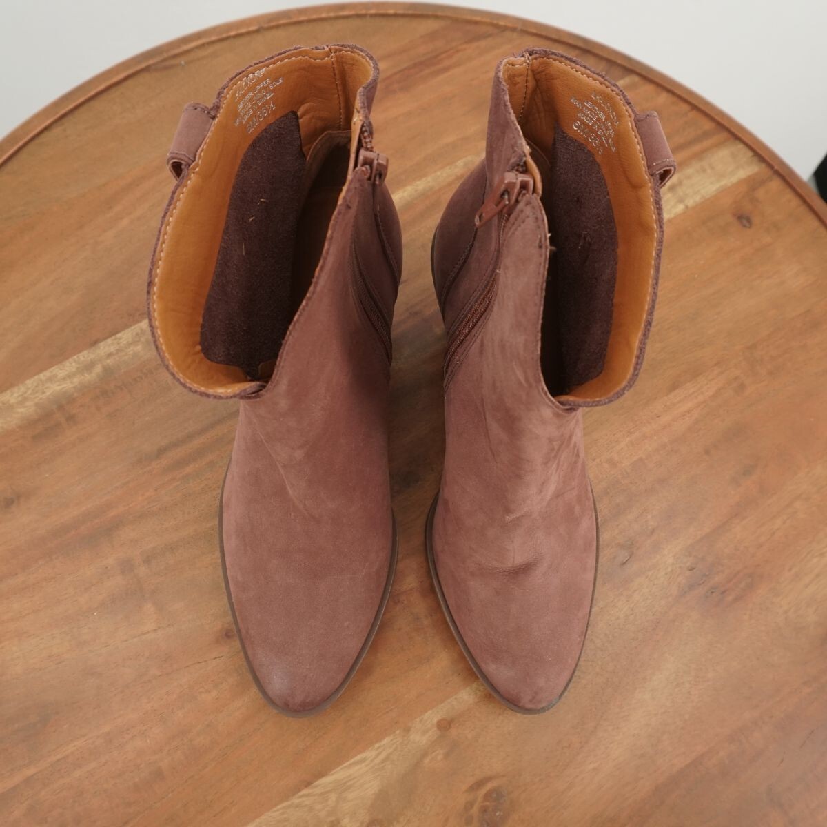 Lucky Brand Womens Loxona Boots Western Block Heel Mauve Pink Flynt Leather 6M