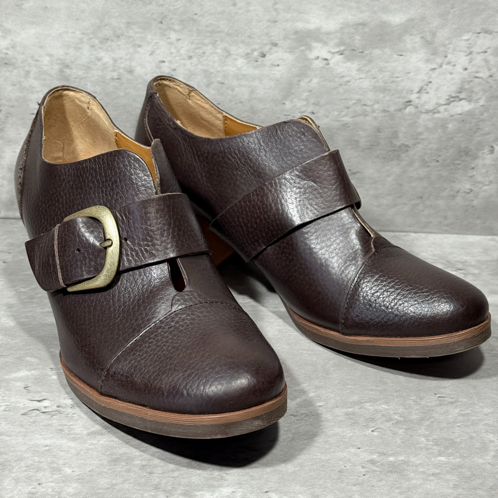 Korks by Kork Ease Nanda Ankle Booties Brown Leather Adjustable Strap Women 8.5