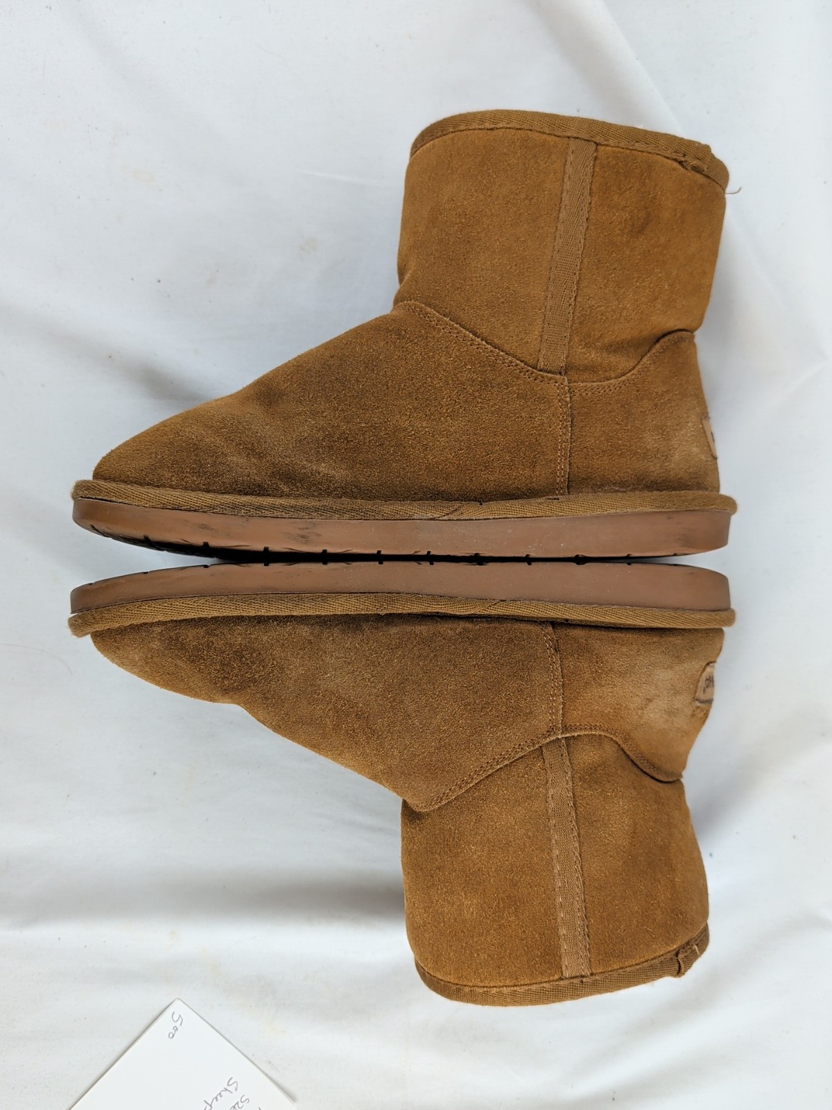 Minnetonka Ankle Boots Suede Fur Winter Snow Brown Slip-on 85581 Womens Sz 8