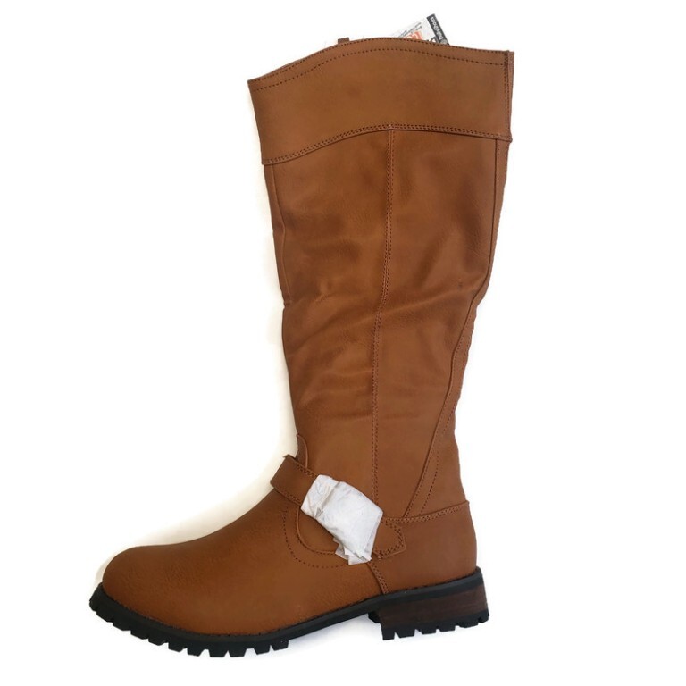 Daily Shoes Combat Boots Womens 6 Tan Synthetic Military Side Zip Buckle Shoe