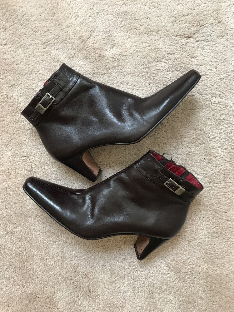 Donald J Pliner Brown Leather Ankle Boots Sz 6 M