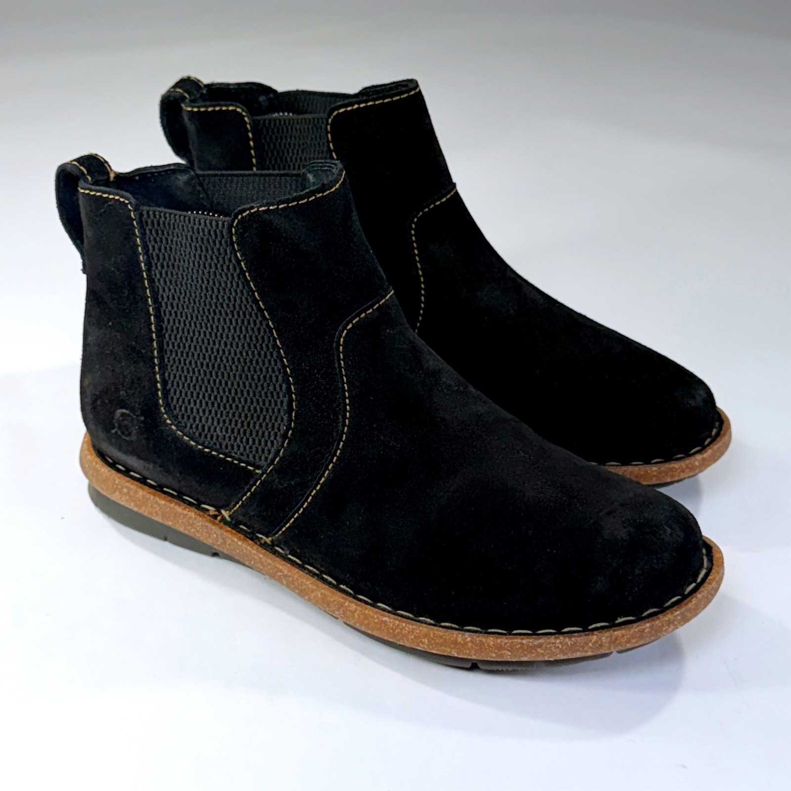 Born Talyn Chelsea Boots Womens 9/40.5 Black Suede Ankle Comfort Casual Outdoor