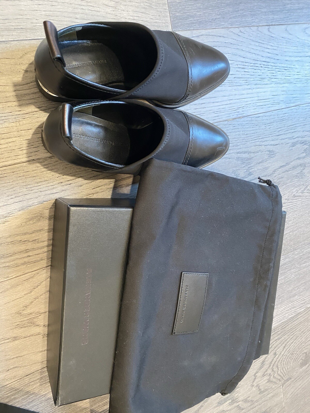 With box and dust bag-Alexander Wang Kori Stretch Neoprene Leather Shoe Black 36