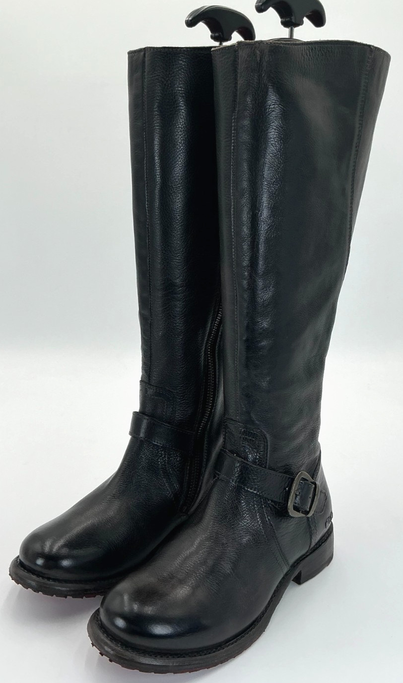 Bed Stu Glaye Women’s Size 7 (Wide Calf) Black Rustic Leather Boots NWOB